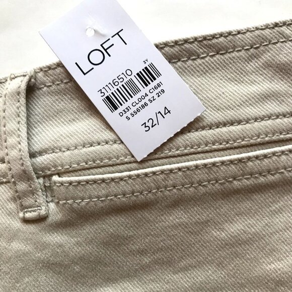 LOFT Shorts NEW Welt Pocket Denim Shorts in White/Light Pebble Size 32 - Picture 5 of 9